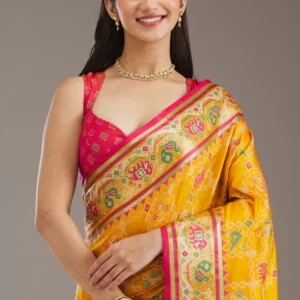 Mustard Printed Silk Saree