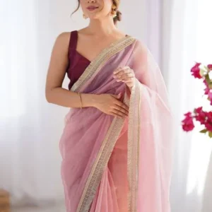 Saree Mall Women's Net Embellished Party Wear Saree